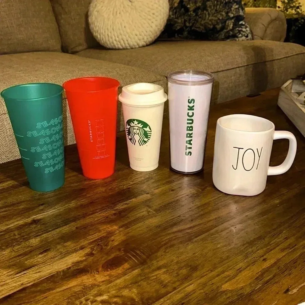 Sale ~5pc Bundle Starbucks Coffee Co Tumblers/Cups & “JOY” Coffee Mug Lot set